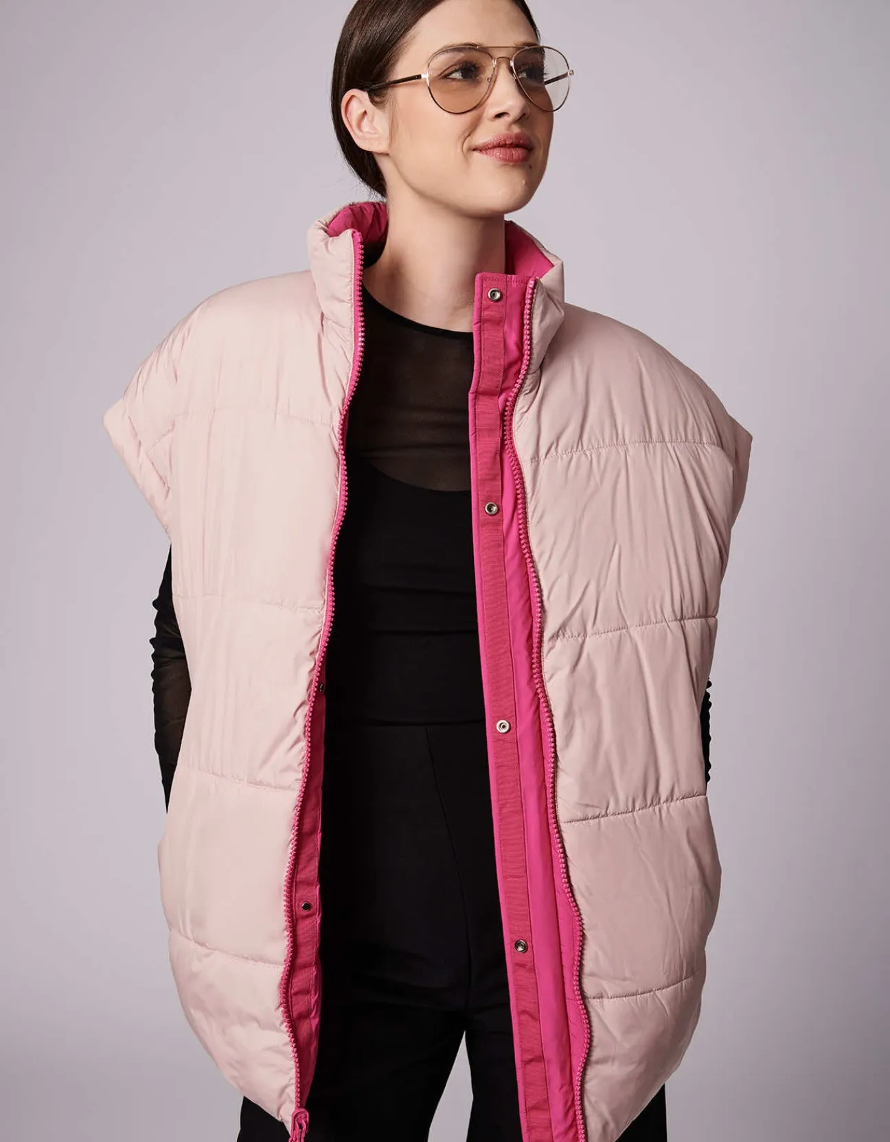 Bernardo Fashions Breast Cancer Awareness Reversible Puffer Vest>Women Vests
