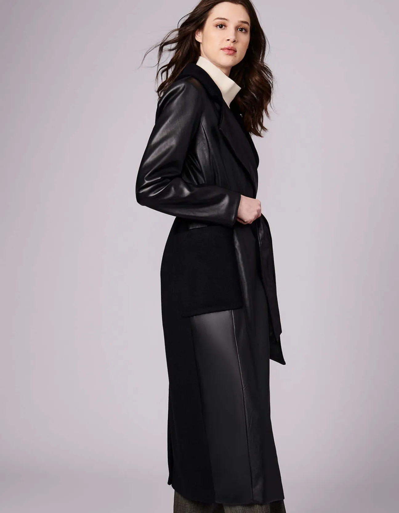 Bernardo Fashions Ceo Vegan Leather Belted Long Coat>Women Leather