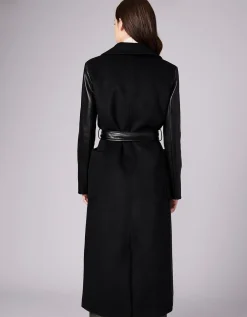 Bernardo Fashions Ceo Vegan Leather Belted Long Coat>Women Wool