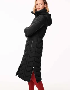 Bernardo Fashions Chevron City Long Puffer Coat>Women Long Coats