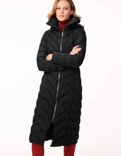 Bernardo Fashions Chevron City Long Puffer Coat>Women Heavy Winter Coats