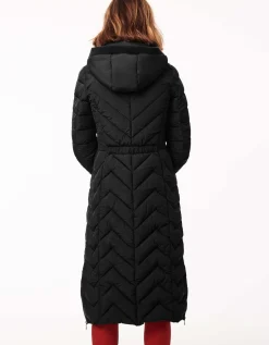 Bernardo Fashions Chevron City Long Puffer Coat>Women Heavy Winter Coats
