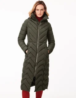 Bernardo Fashions Chevron City Long Puffer Coat>Women Heavy Winter Coats