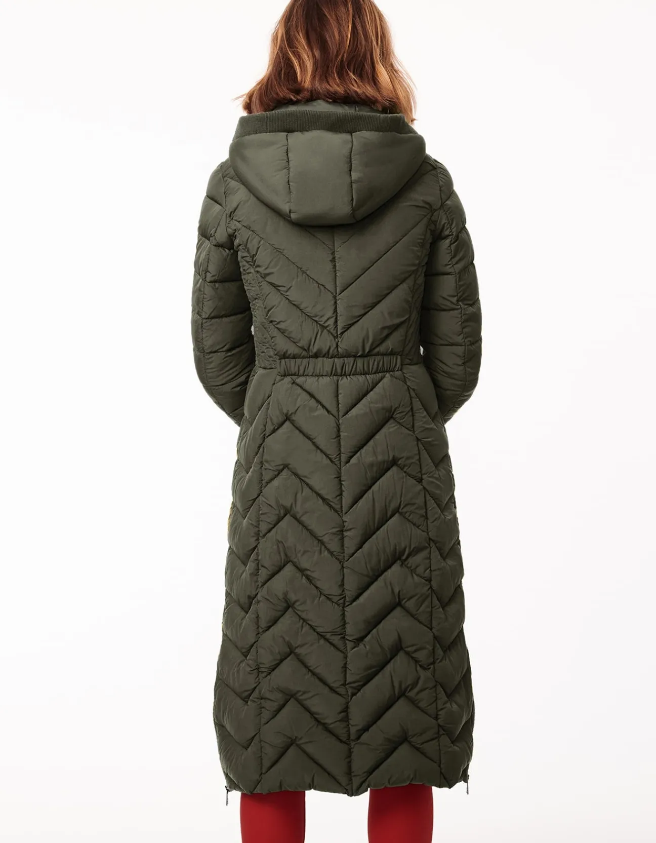 Bernardo Fashions Chevron City Long Puffer Coat>Women Heavy Winter Coats