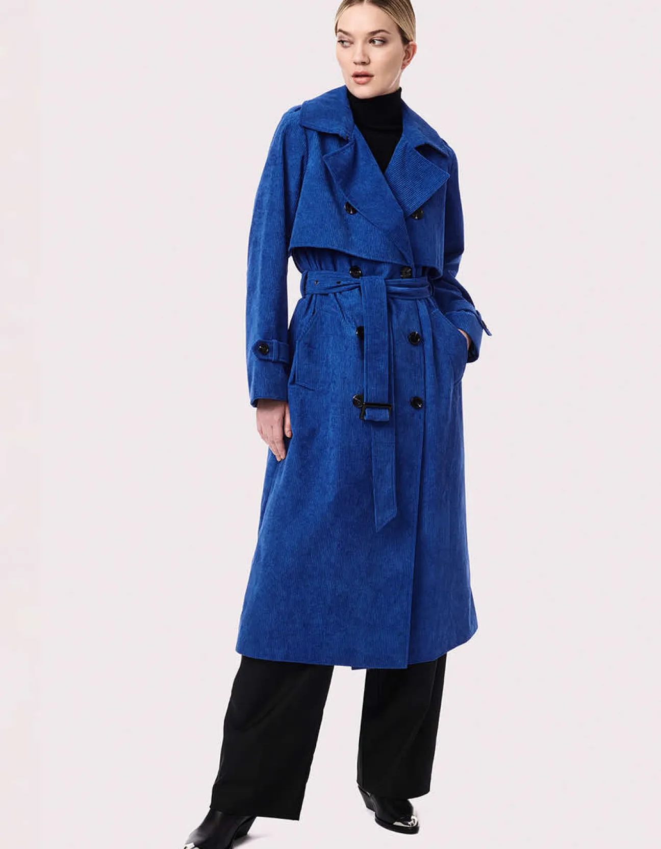 Bernardo Fashions Corduroy Long Belted Trench Coat>Women Rain Or Shine