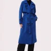 Bernardo Fashions Corduroy Long Belted Trench Coat>Women Wool