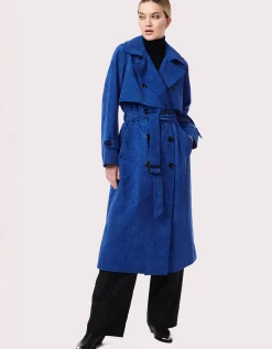 Bernardo Fashions Corduroy Long Belted Trench Coat>Women Wool