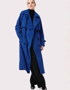 Bernardo Fashions Corduroy Long Belted Trench Coat>Women Wool