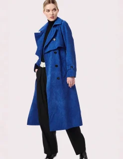 Bernardo Fashions Corduroy Long Belted Trench Coat>Women Wool