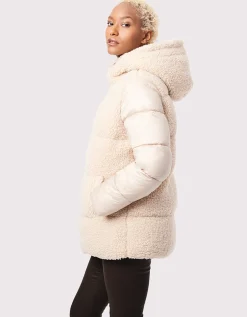 Bernardo Fashions Cozy Combo Vegan Fur Puffer Jacket>Women Vegan Fur