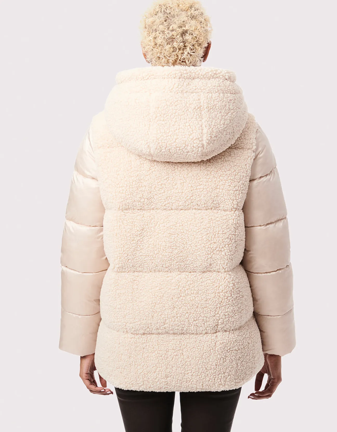 Bernardo Fashions Cozy Combo Vegan Fur Puffer Jacket>Women Vegan Fur