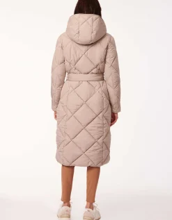 Bernardo Fashions Diamond District Long Belted Puffer Coat>Women Long Coats