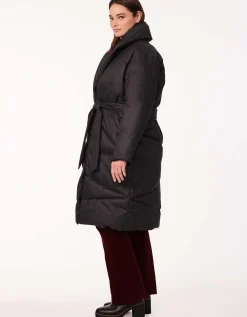 Bernardo Fashions District Drama Long Belted Puffer Coat - Curve>Women Heavy Winter Coats