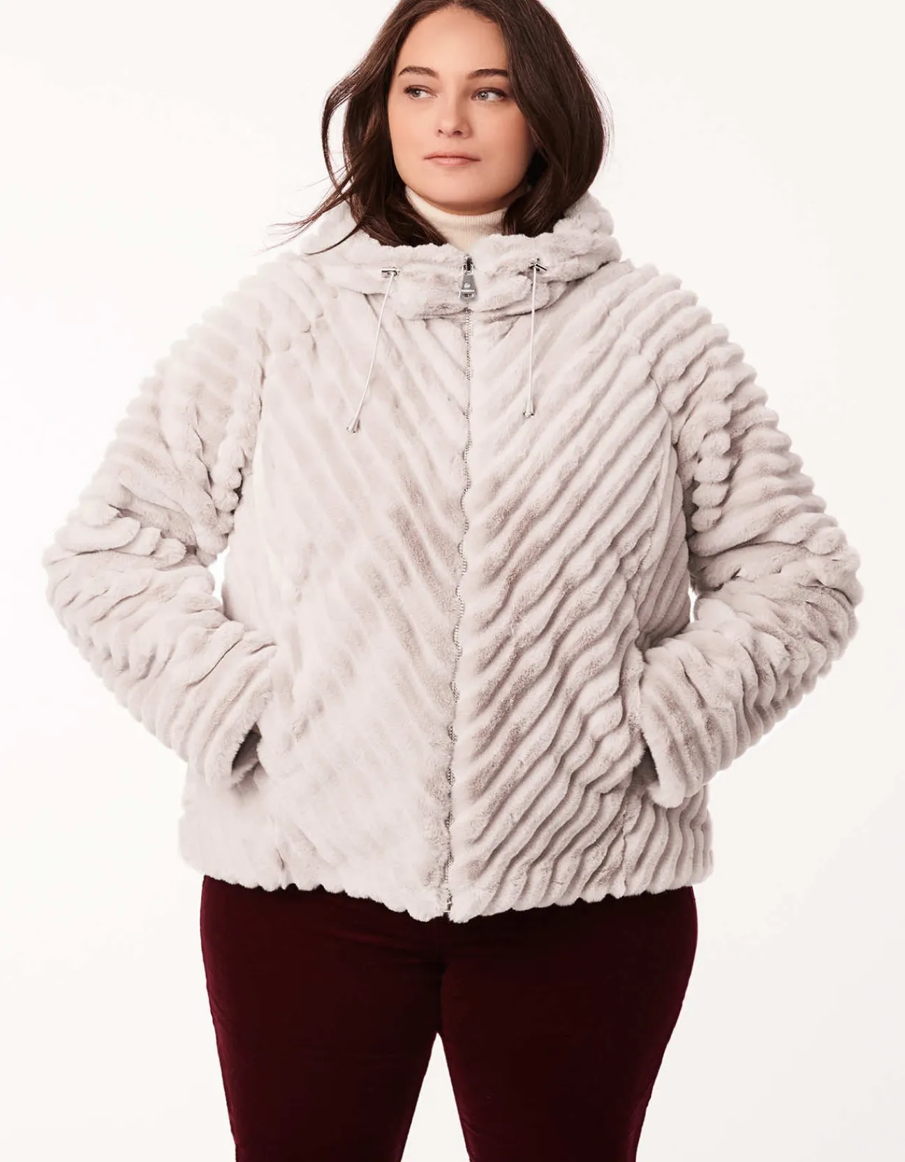 Bernardo Fashions Everyday Luxe Vegan Fur Jacket - Curve>Women Vegan Fur