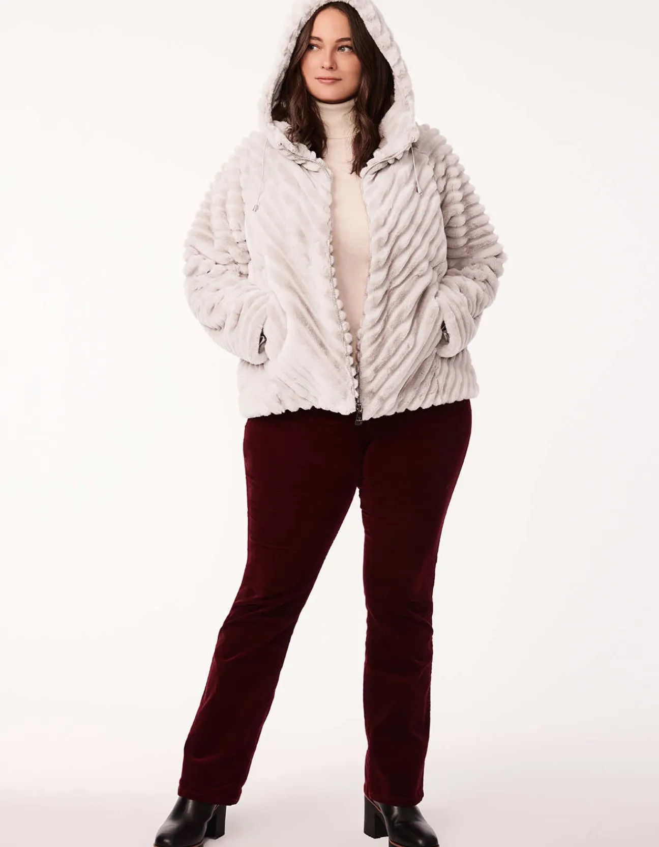 Bernardo Fashions Everyday Luxe Vegan Fur Jacket - Curve>Women Vegan Fur
