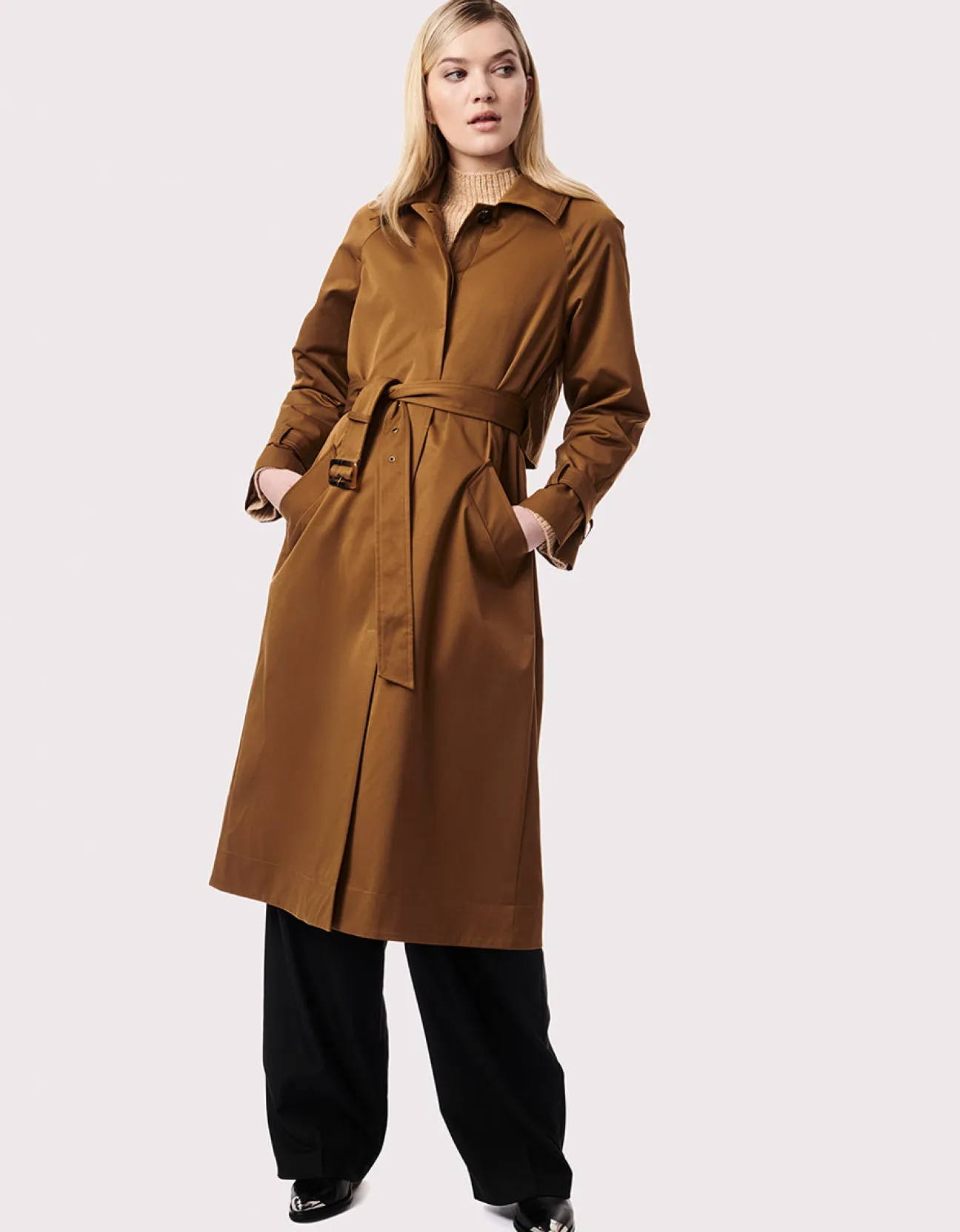 Bernardo Fashions Getaway Belted Long Rain Coat>Women Rain Or Shine