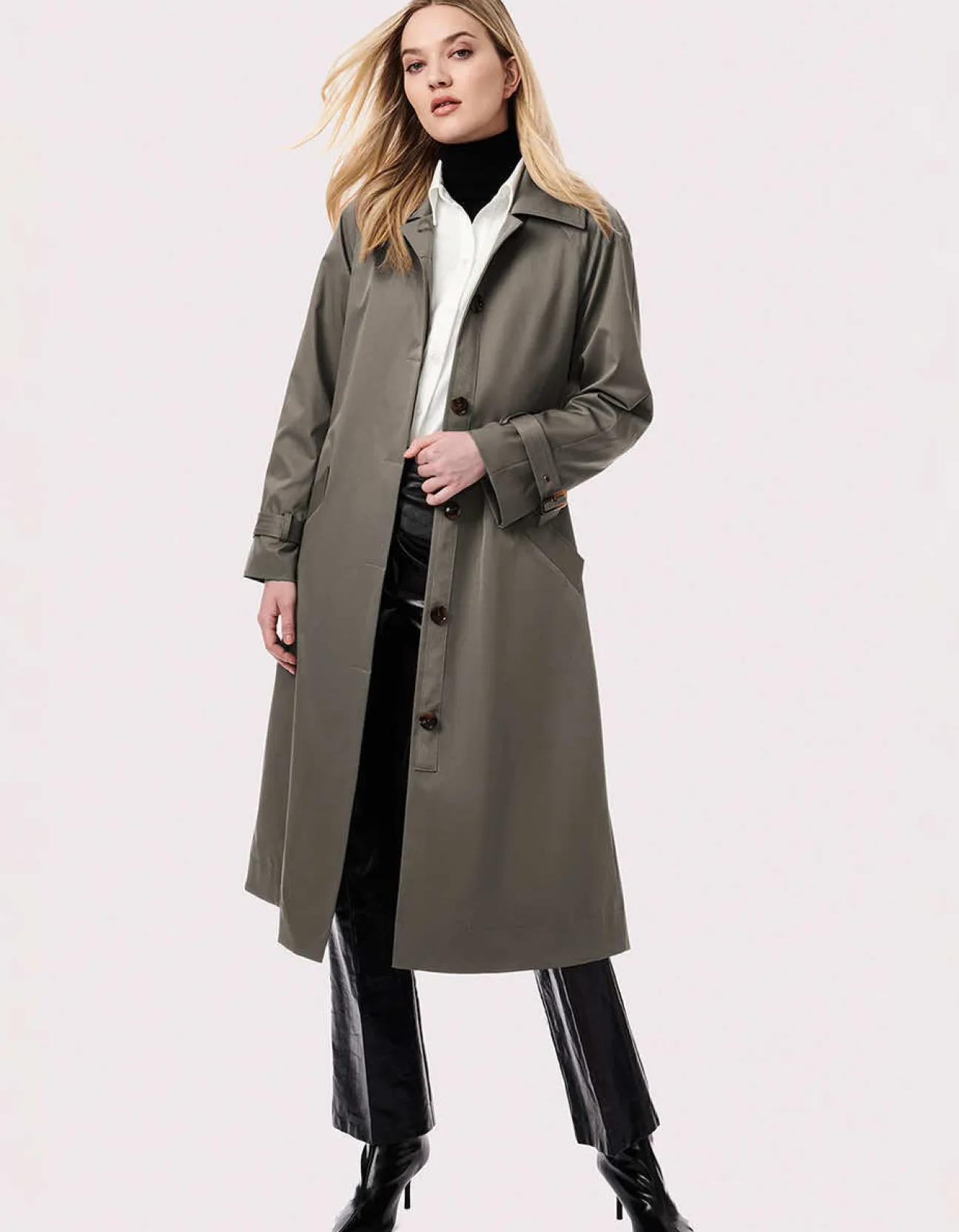 Bernardo Fashions Getaway Belted Long Rain Coat>Women Rain Or Shine