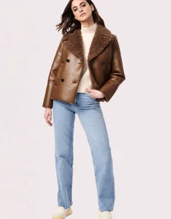 Bernardo Fashions In The Mix Vegan Leather-Fur Jacket>Women Leather