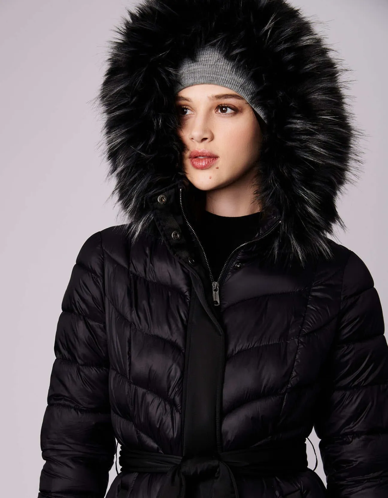 Bernardo Fashions Jetsetter Vegan Fur Trim Long Puffer Coat>Women Long Coats