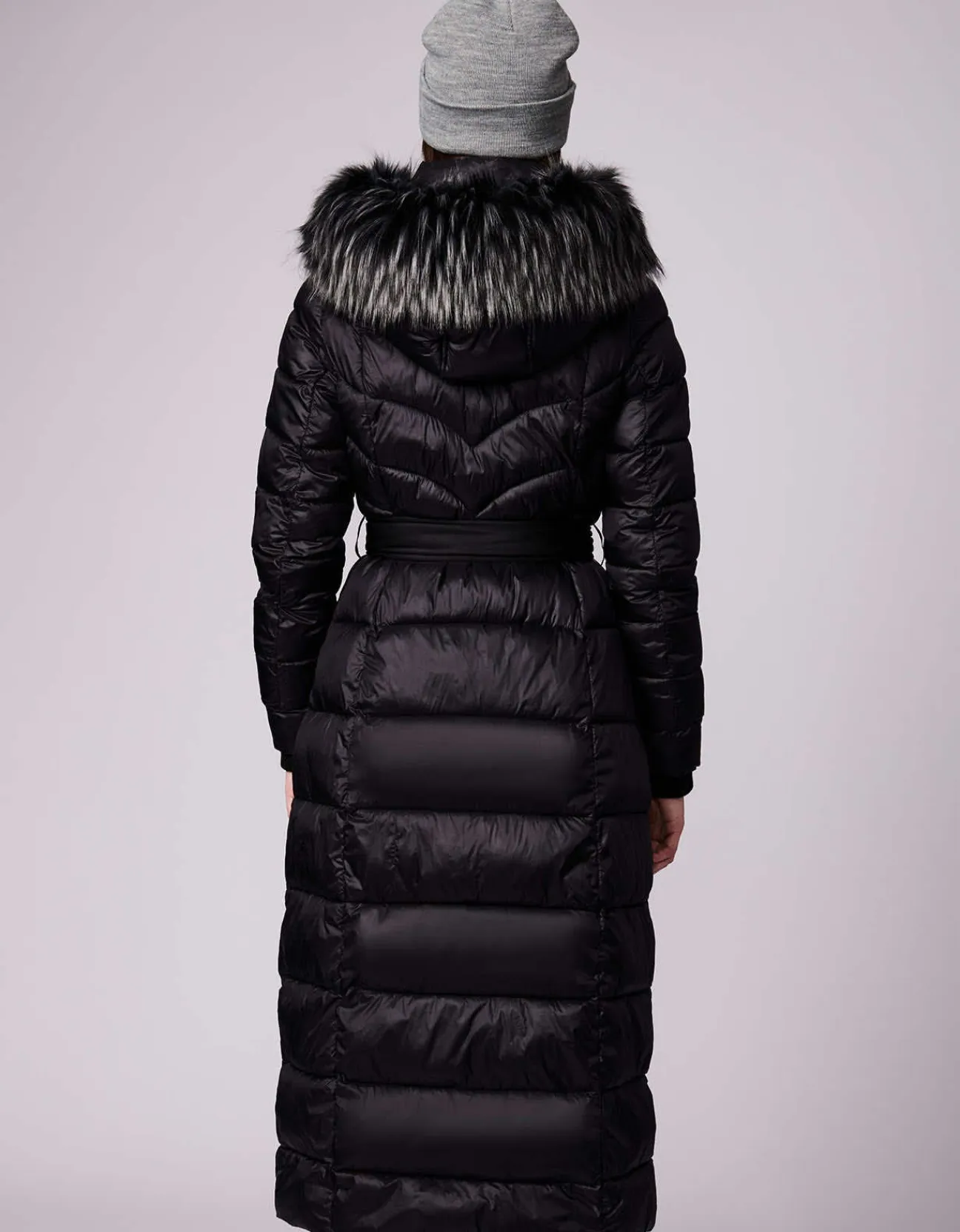 Bernardo Fashions Jetsetter Vegan Fur Trim Long Puffer Coat>Women Long Coats