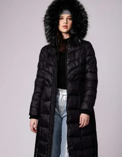 Bernardo Fashions Jetsetter Vegan Fur Trim Long Puffer Coat>Women Long Coats