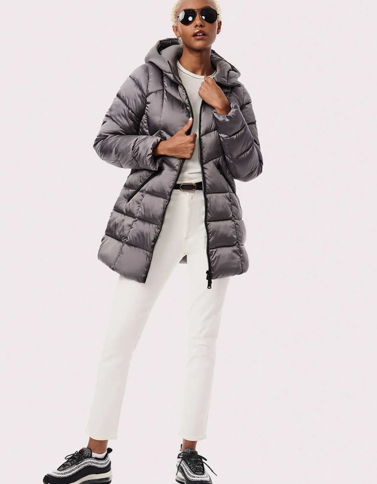 Bernardo Fashions Metallic Fab Funnel Quilted Puffer Jacket>Women Jackets