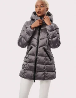 Bernardo Fashions Metallic Fab Funnel Quilted Puffer Jacket>Women Jackets