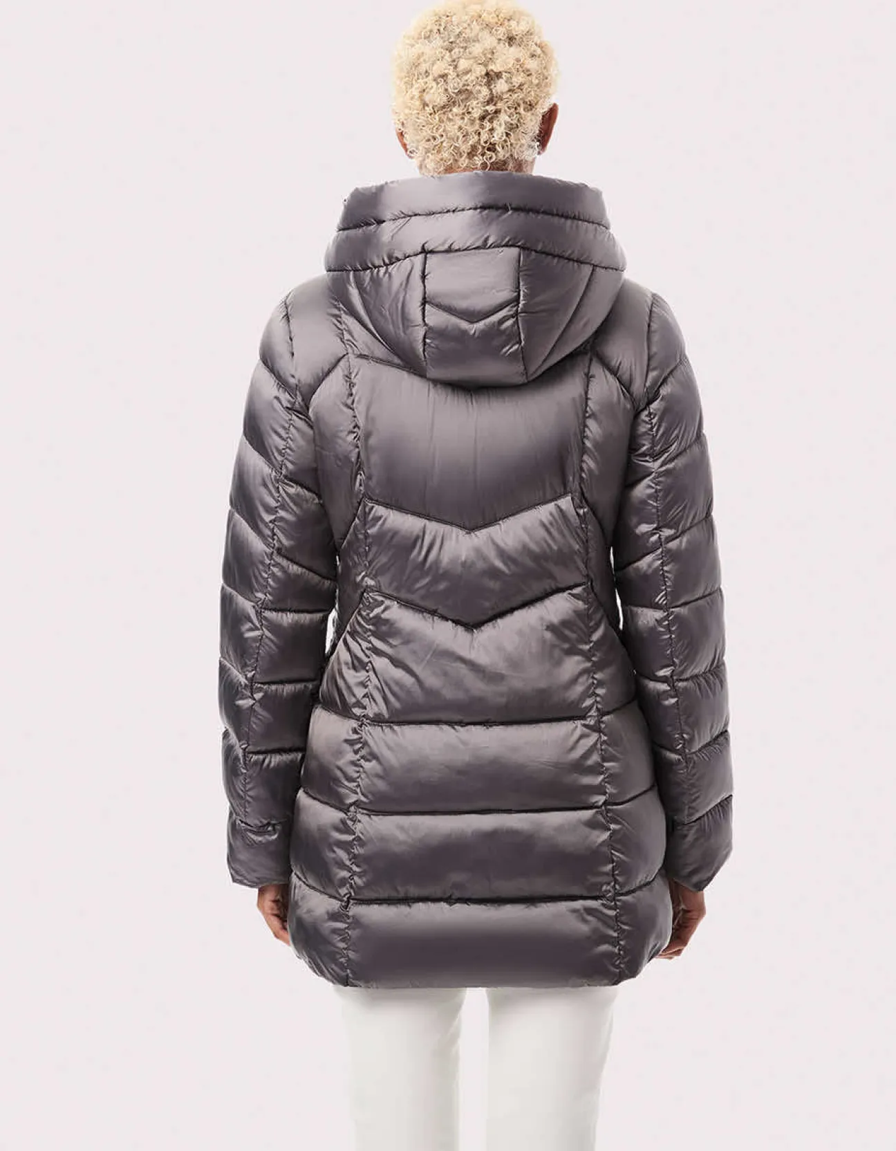 Bernardo Fashions Metallic Fab Funnel Quilted Puffer Jacket>Women Jackets