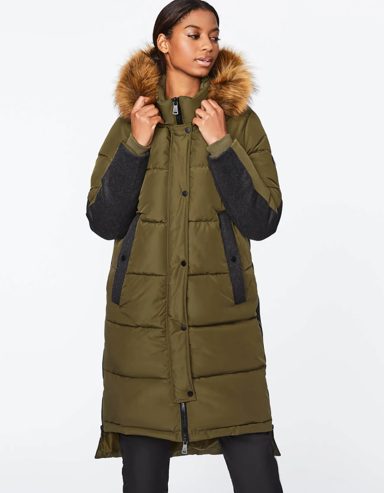 Bernardo Fashions Outdoorsy Wool Combo Puffer Coat>Women Heavy Winter Coats