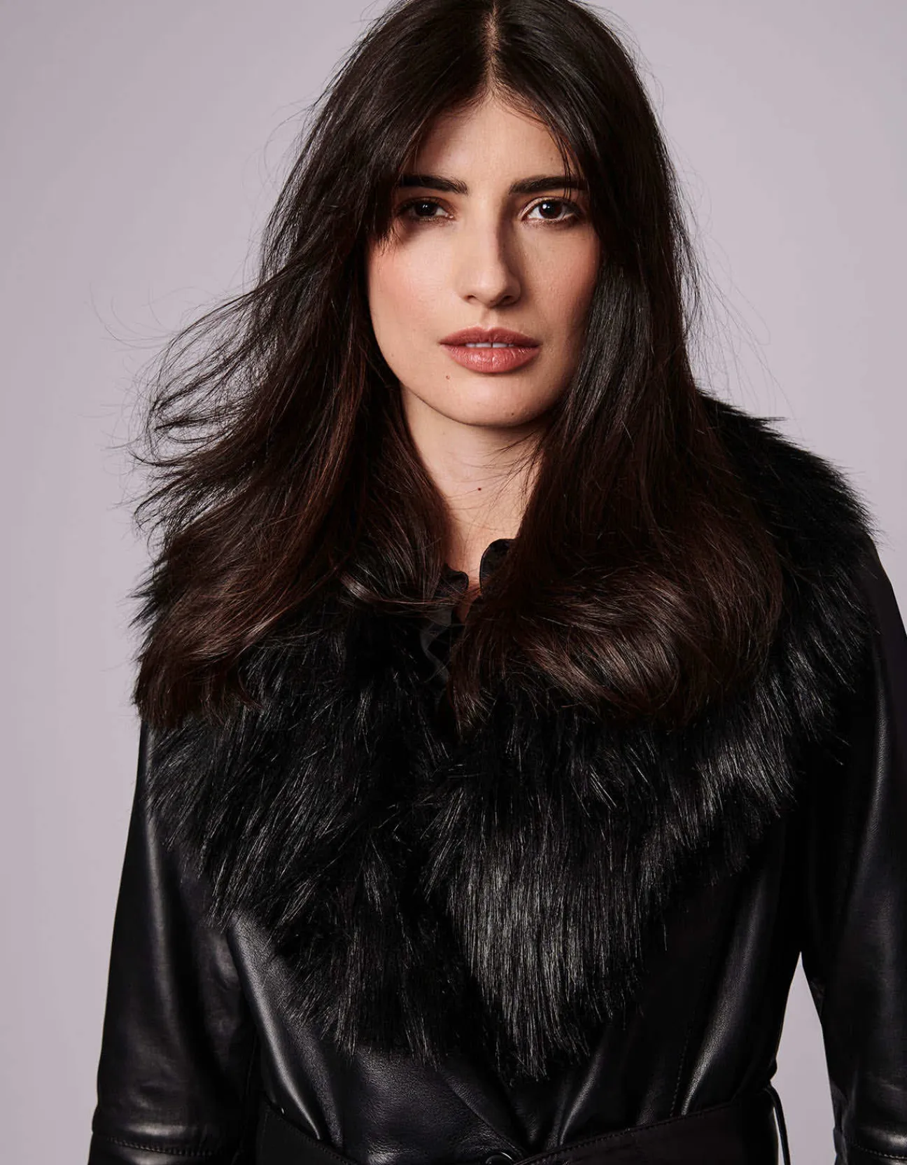 Bernardo Fashions Rsvp Leather Faux Fur Long Coat>Women Leather