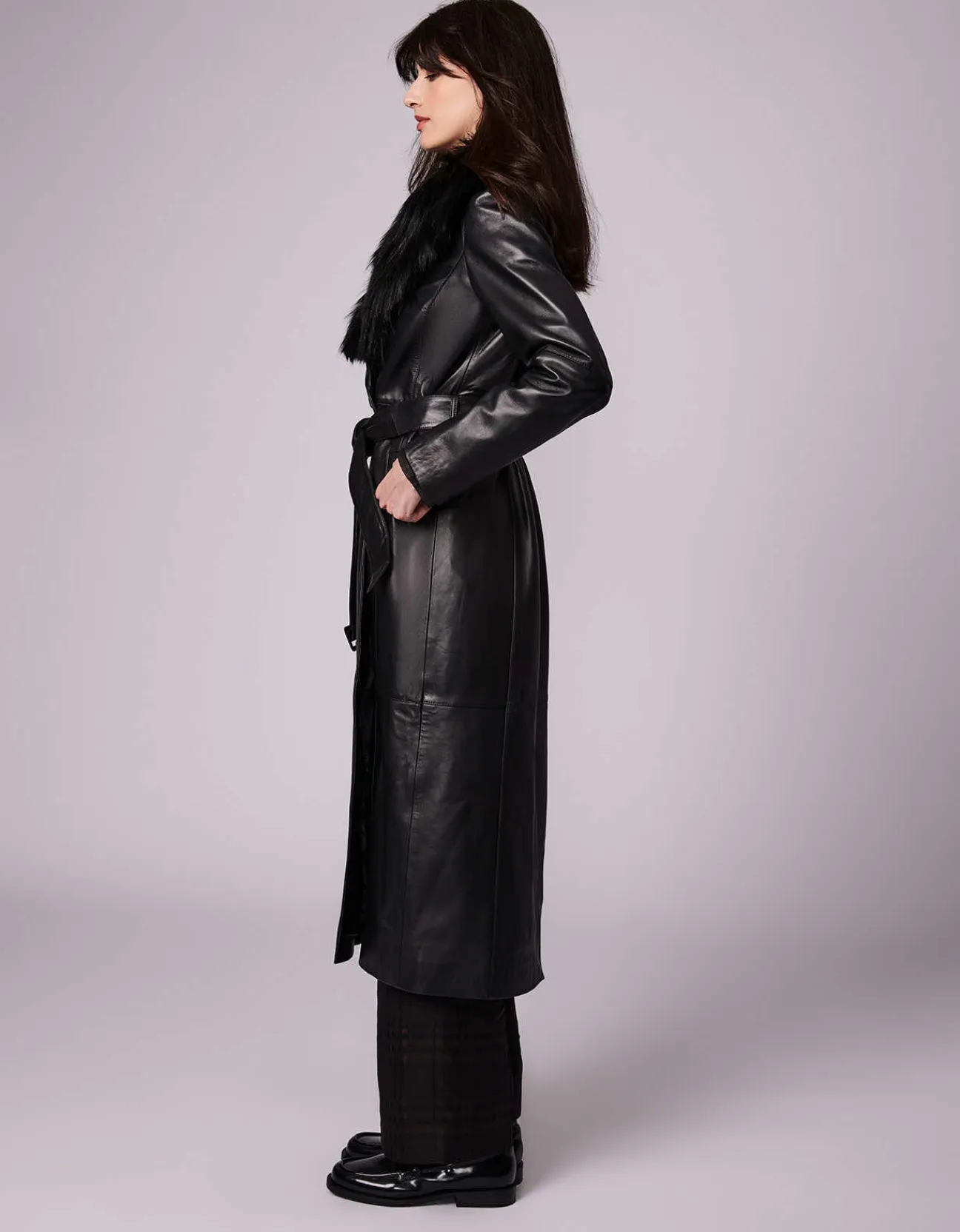 Bernardo Fashions Rsvp Leather Faux Fur Long Coat>Women Leather