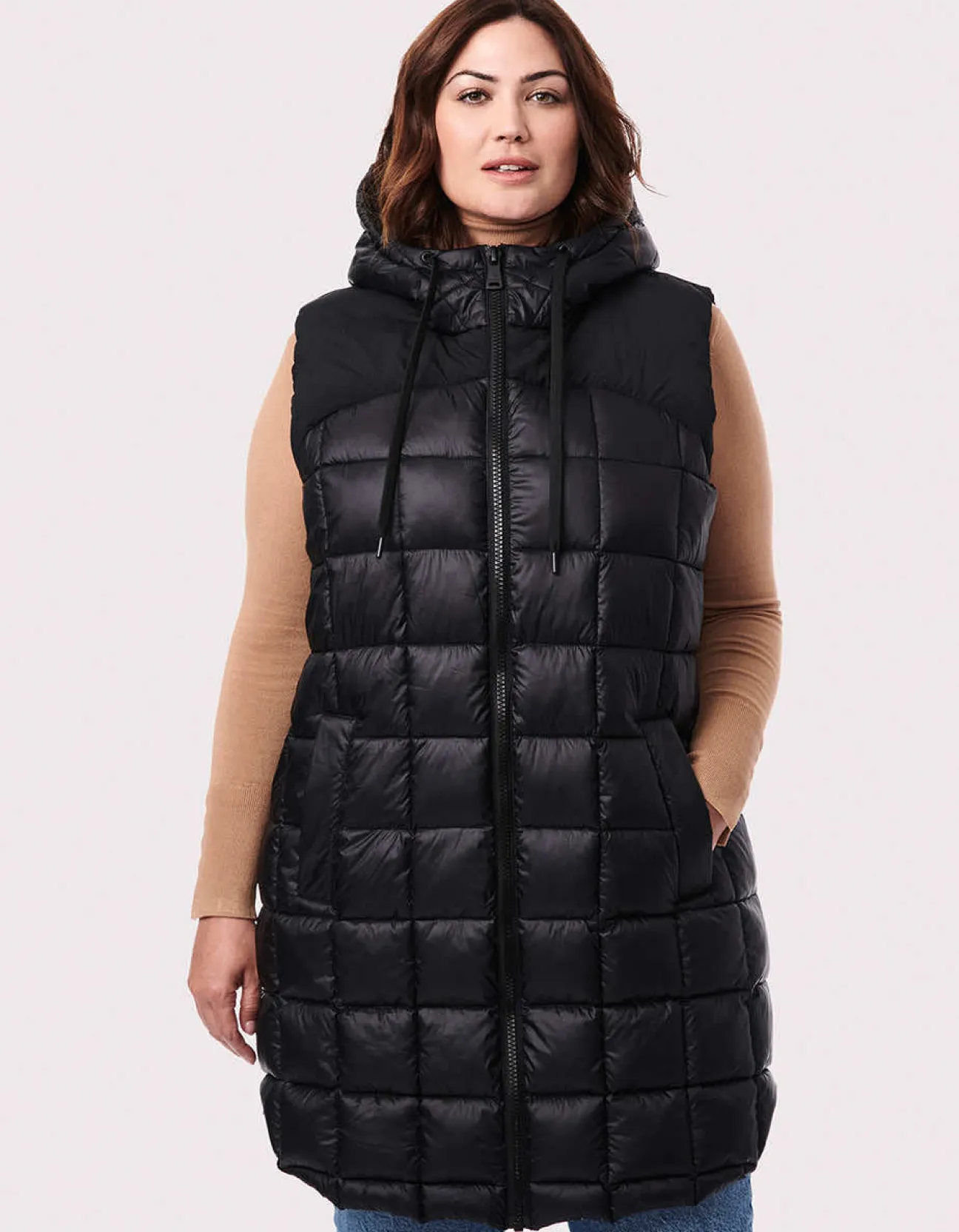 Bernardo Fashions Square Hooded Puffer Vest - Curve>Women Vests