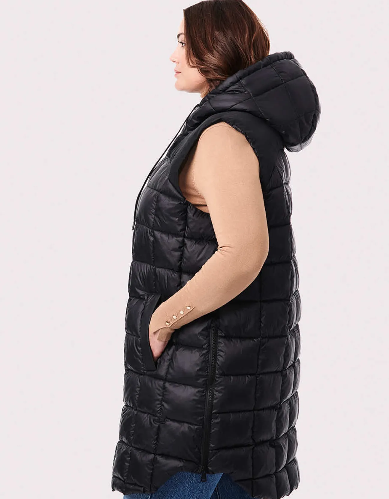 Bernardo Fashions Square Hooded Puffer Vest - Curve>Women Vests