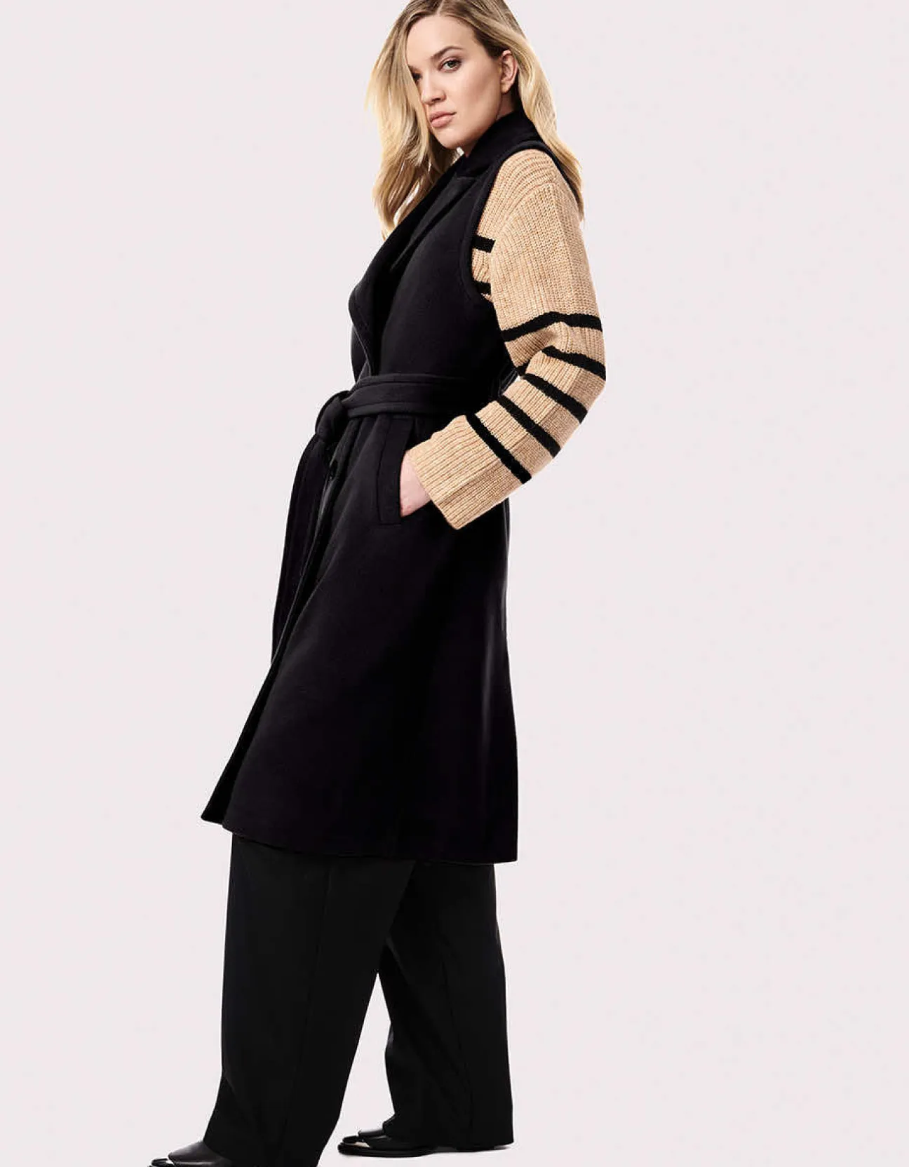 Bernardo Fashions Venetian Long Belted Vest>Women Wool