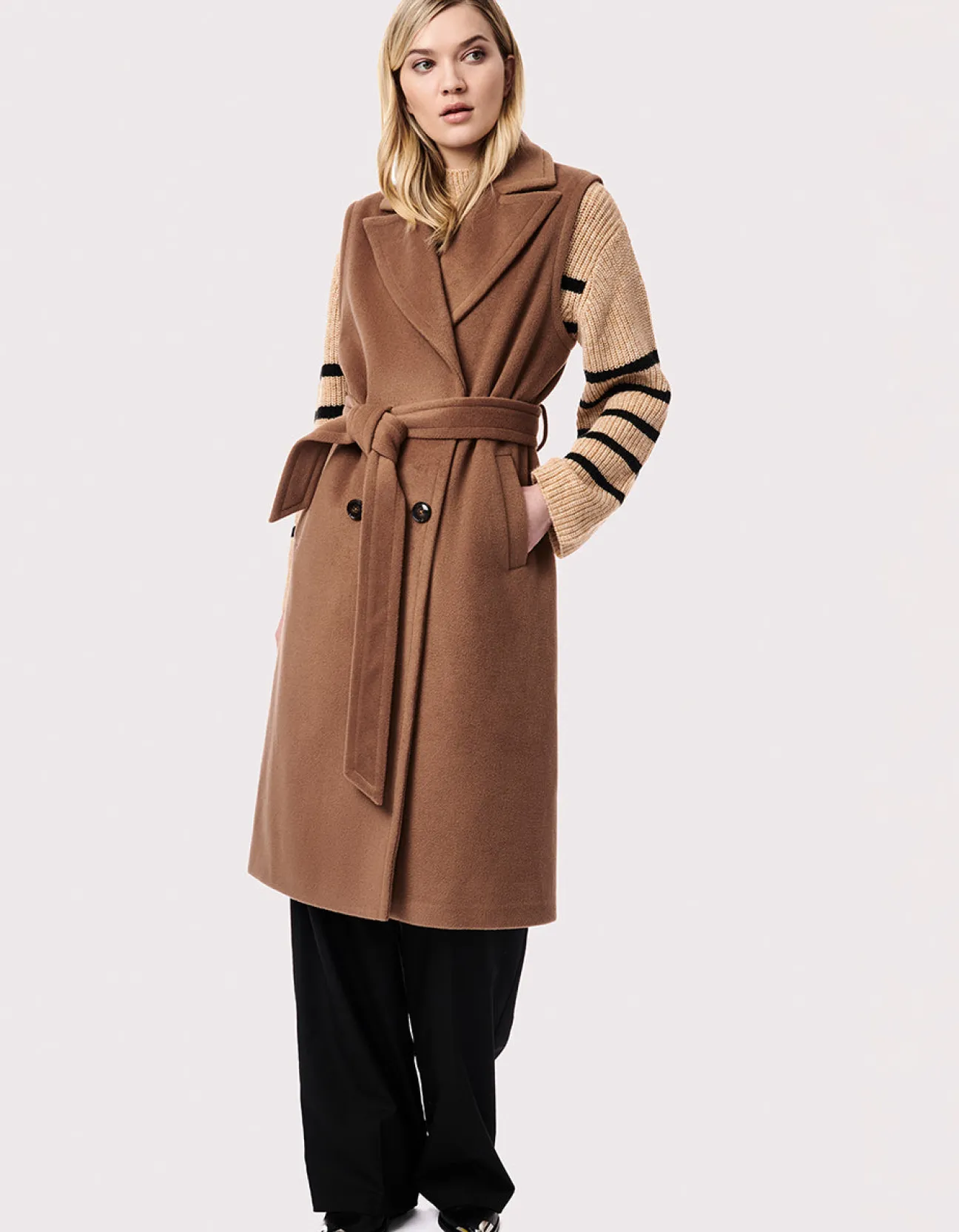 Bernardo Fashions Venetian Long Belted Vest>Women Wool