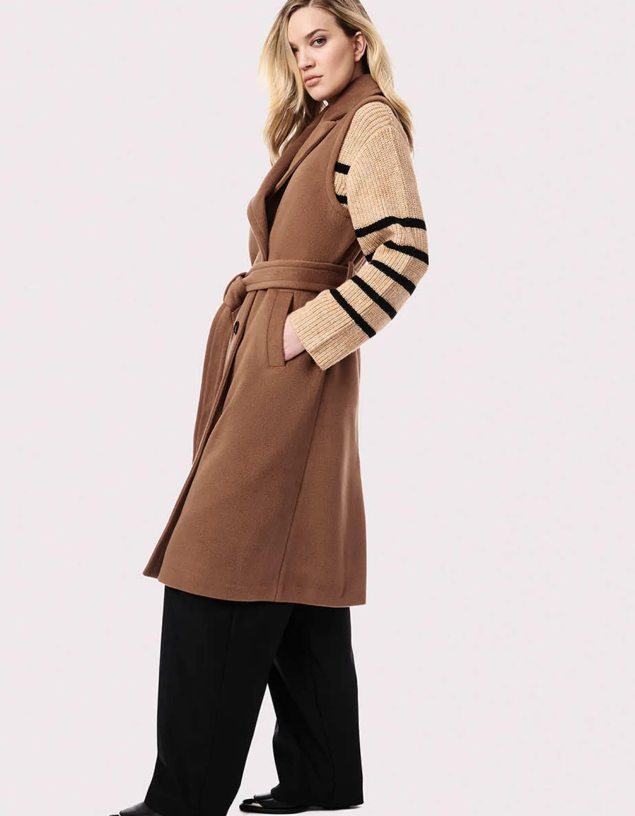 Bernardo Fashions Venetian Long Belted Vest>Women Wool